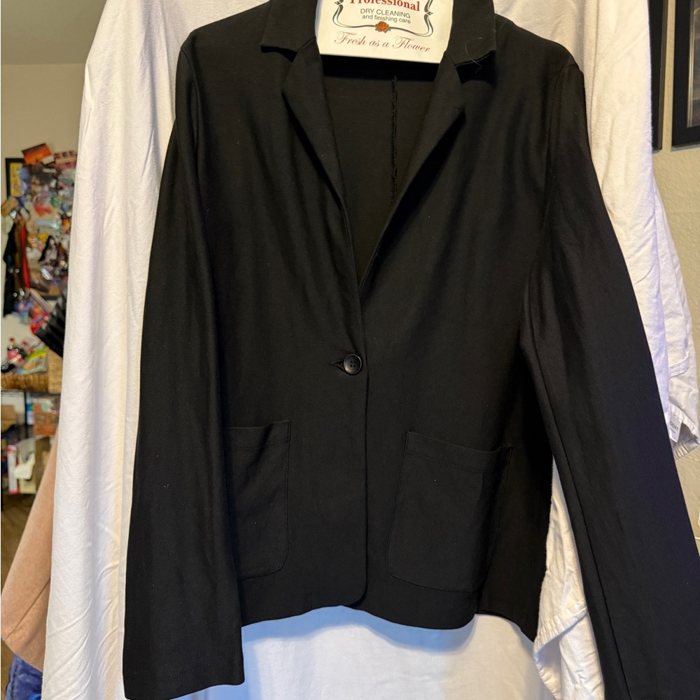 Kate Kasin Stretchy Casual Blazer – Black, Size XL (1-Button Closure) - Picture 9 of 14